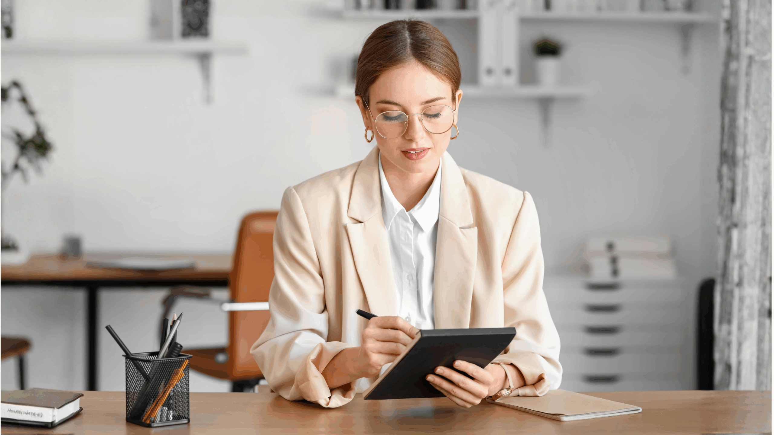 HR professional working at a desk