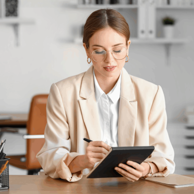 HR professional working at a desk